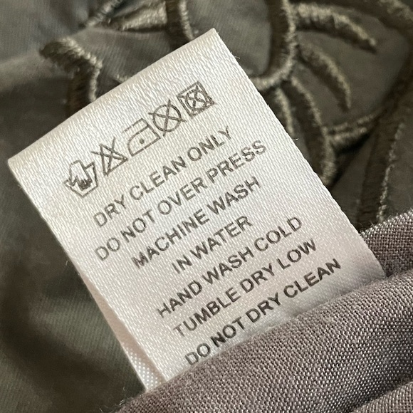 Lucy Paris Floral Embroidered Taupe Olive Skirt Large Goblincore Fairycore Boho - Picture 6 of 9